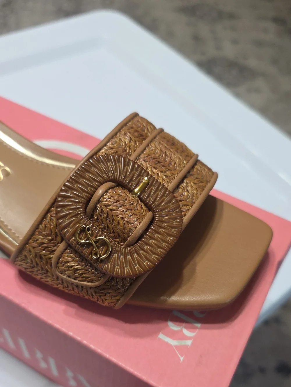Andie Brown Woven Buckle Slide